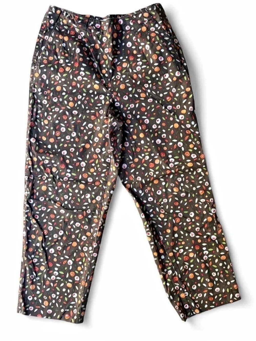 Talbots Retro All-Over Graphic Print Cropped Trousers Size 6